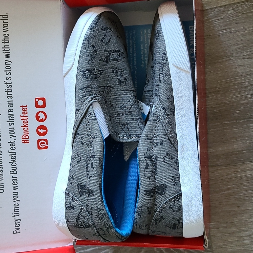 Bucket Feet Grey Dog Slip-on Shoes - Picture 4 of 5